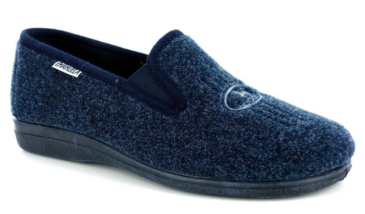 EMANUELA 967 Pantofola mocassino invernale di lana da uomo blu