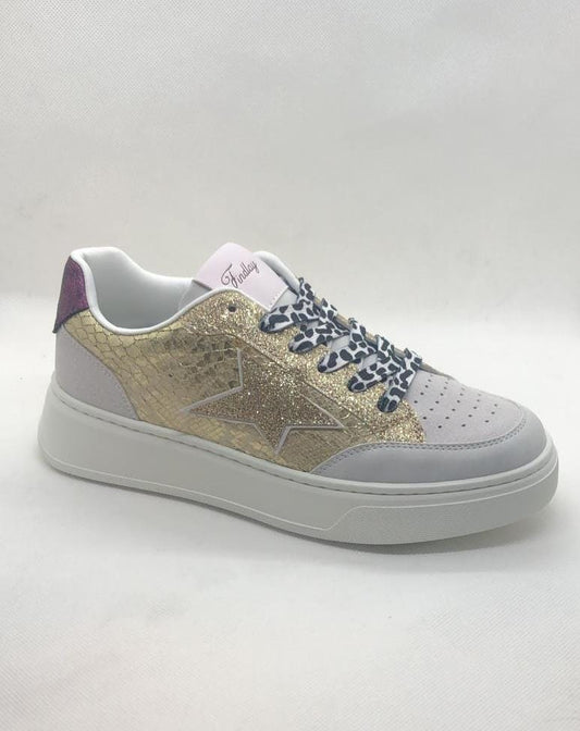 FINDLAY Sneakers in similpelle colore oro inserti bianco Primavera/Estate