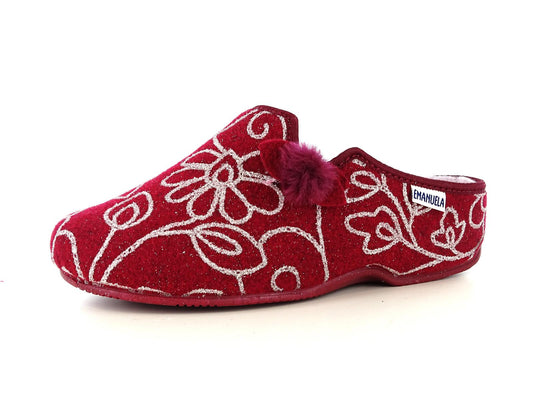 EMANUELA 2914 Pantofola Sabot invernale rosso da donna 