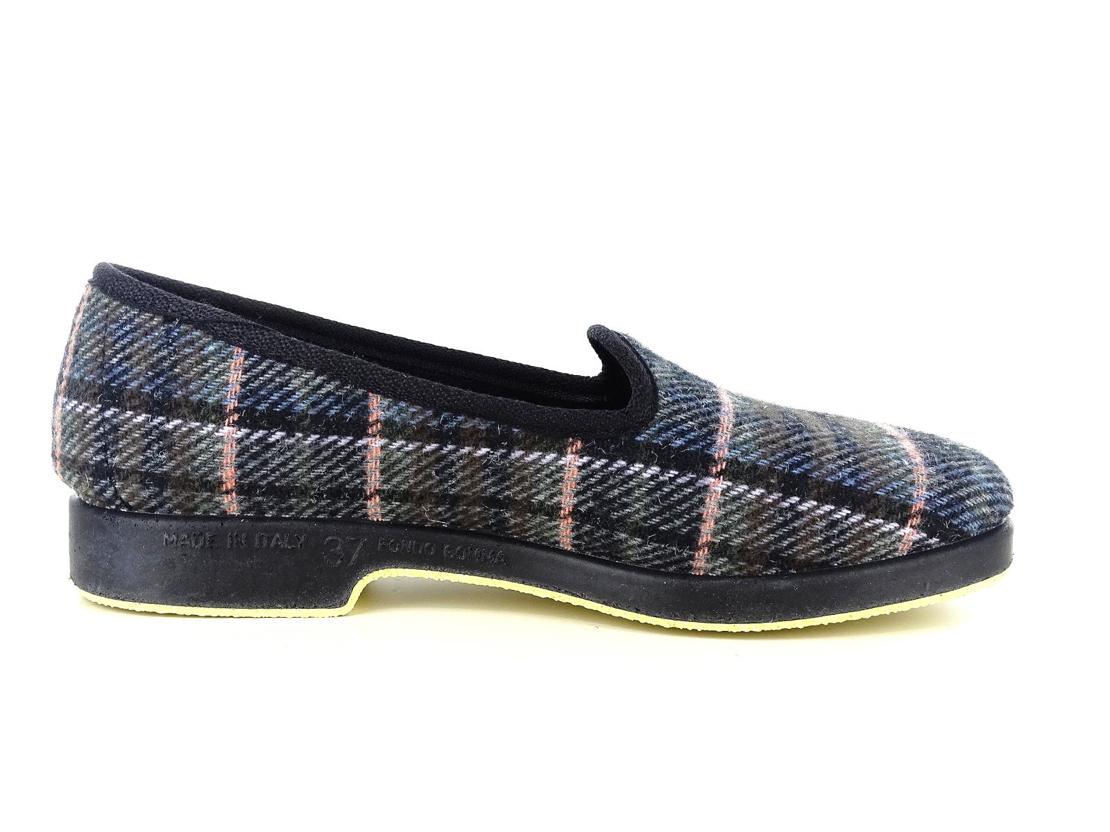 Emanuela 530 Pantofole mocassini invernali di lana fantasia scozzese da donna