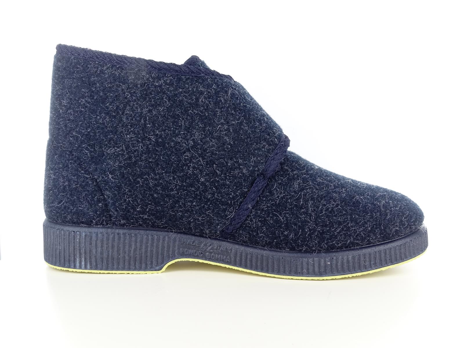 Emanuela 564 Pantofole invernali da uomo scarpe comode di colore blu di lana con strappo