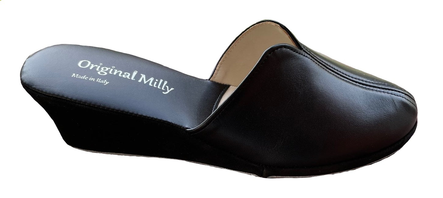 Milly 1000 Ciabatte da Camera Chiuse per Donna Pantofole per casa con Zeppa 5 cm, Classiche Eleganti Artigianali Made in Italy