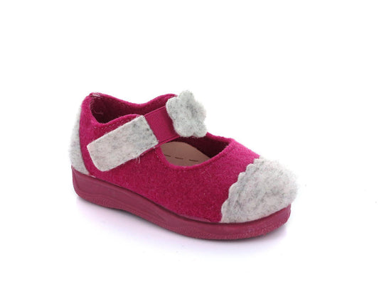 EMANUELA 434 Pantofole invernali da casa da bambina in caldo tessuto nel colore fuxia