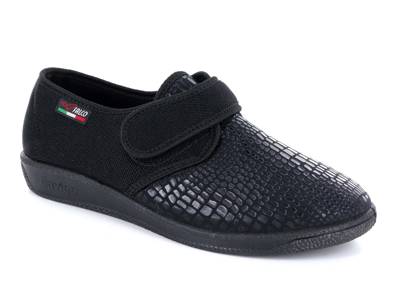 Gaviga 6213 Scarpe pantofole comfort da donna in tessuto con strappo nel colore blu e nero.