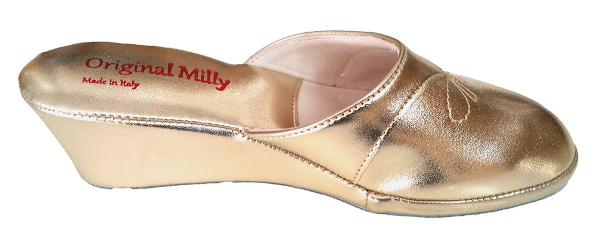 Milly 3000 Ciabatte da camera chiuse per donna con ricamo pantofole per casa con zeppa classiche eleganti