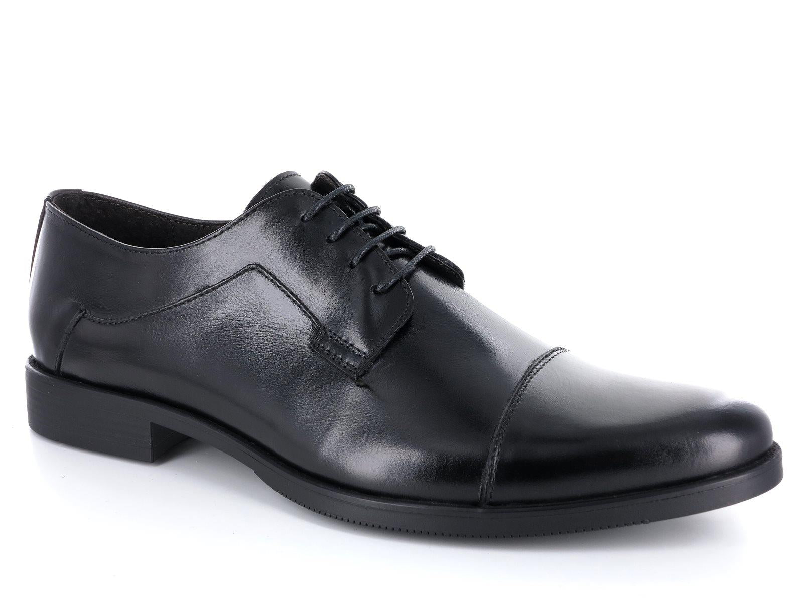 BENSON 90071 Scarpe classiche artigianali eleganti in vera pelle nel colore nero adatte per divisa uniforme da uomo