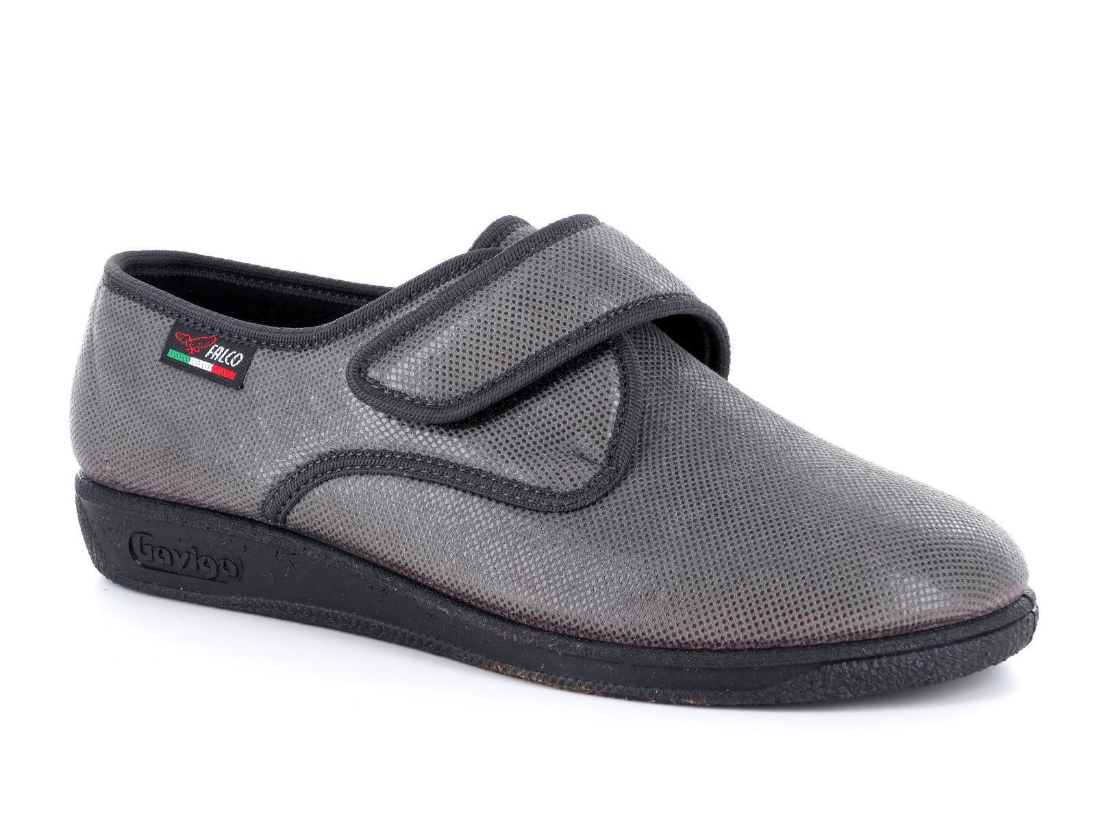 Gaviga 6926 Scarpe pantofole comfort da donna in pelle sintetica con strappo nel colore grigio e nero