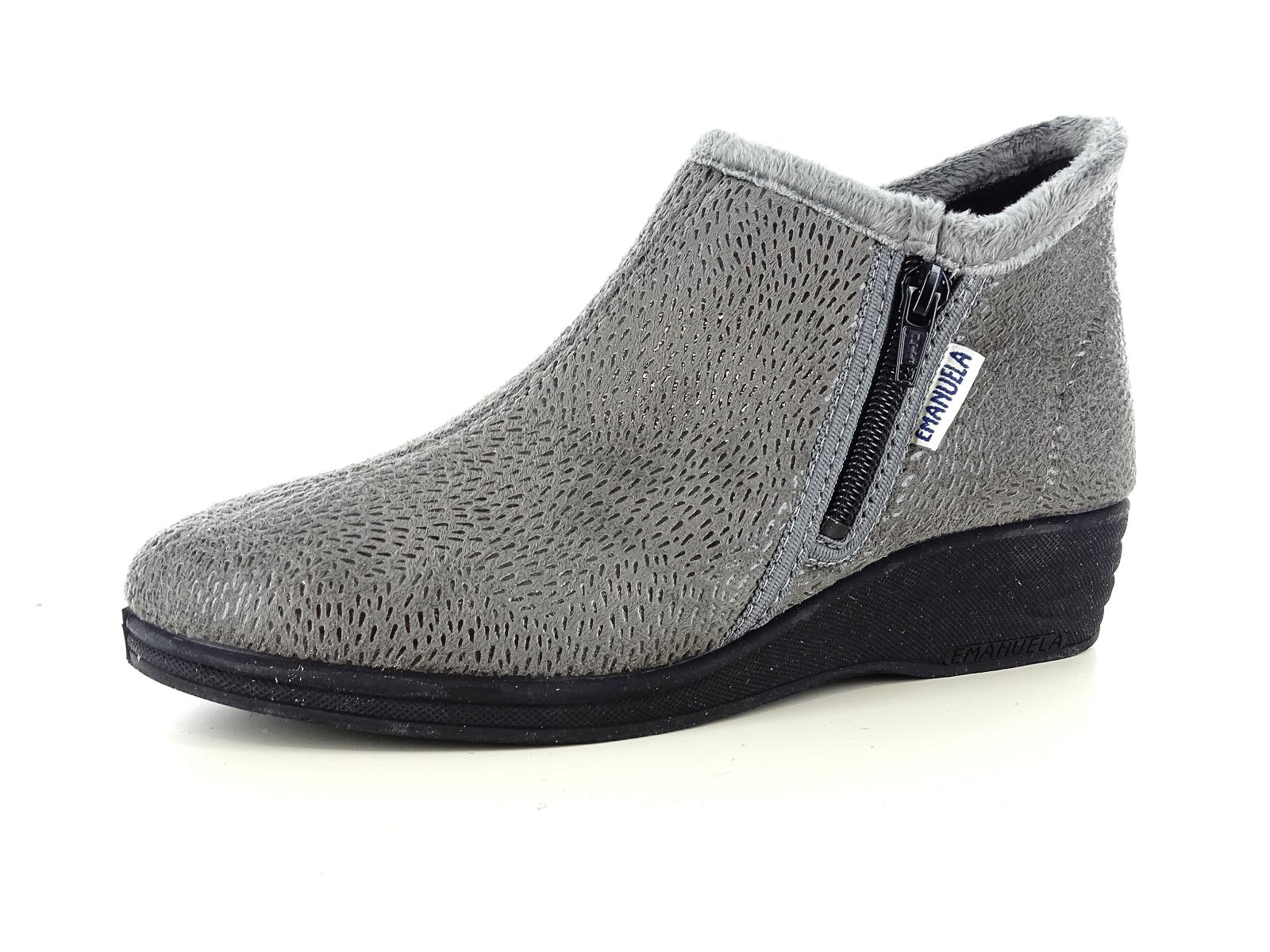 EMANUELA 806 Sneakers da donna alte alla caviglia in pelle sintetica nel colore grigio con cerniera laterale autunnali
