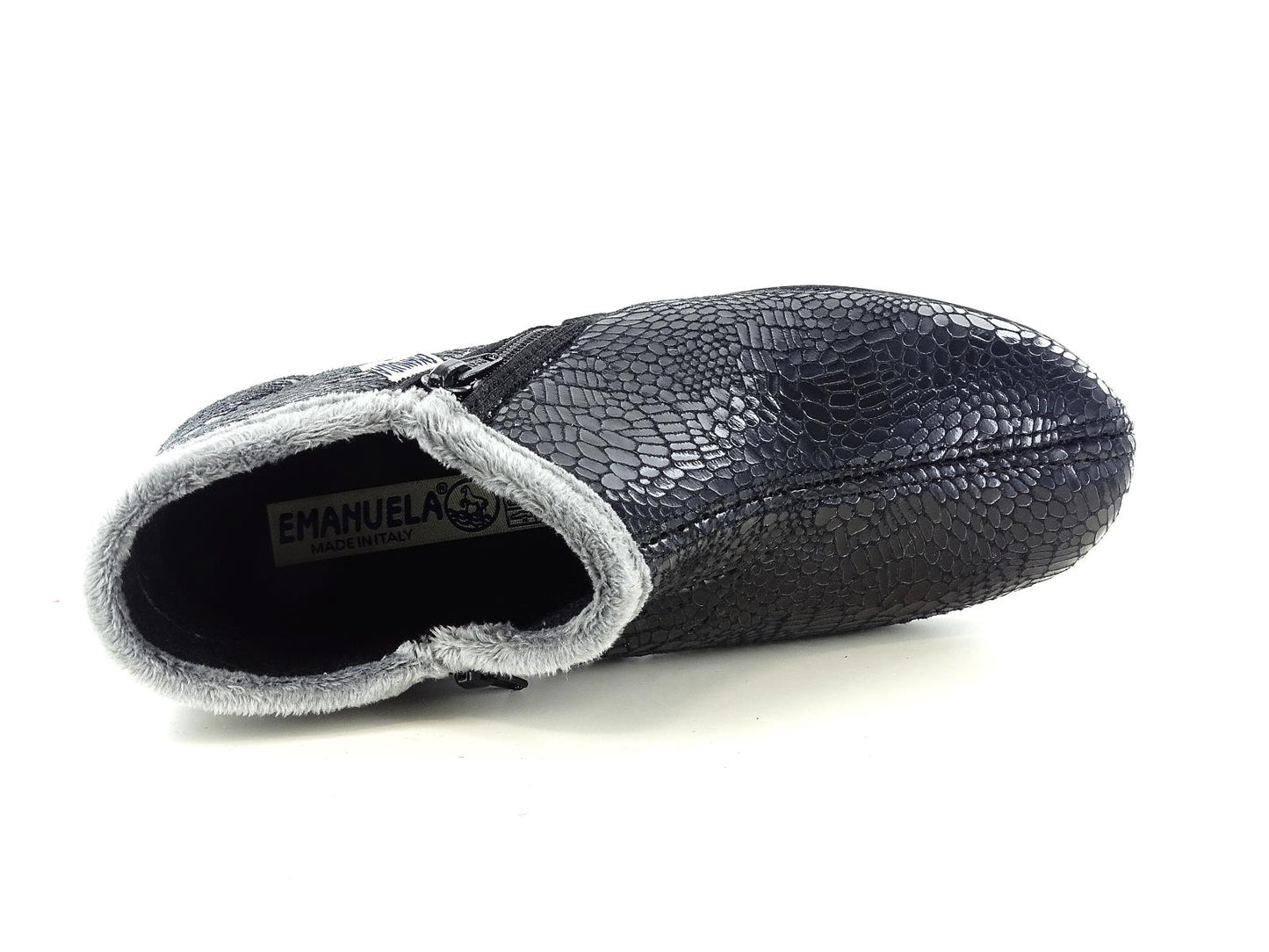 EMANUELA 806 Sneakers da donna alte alla caviglia in pelle sintetica nel colore grigio con cerniera laterale autunnali