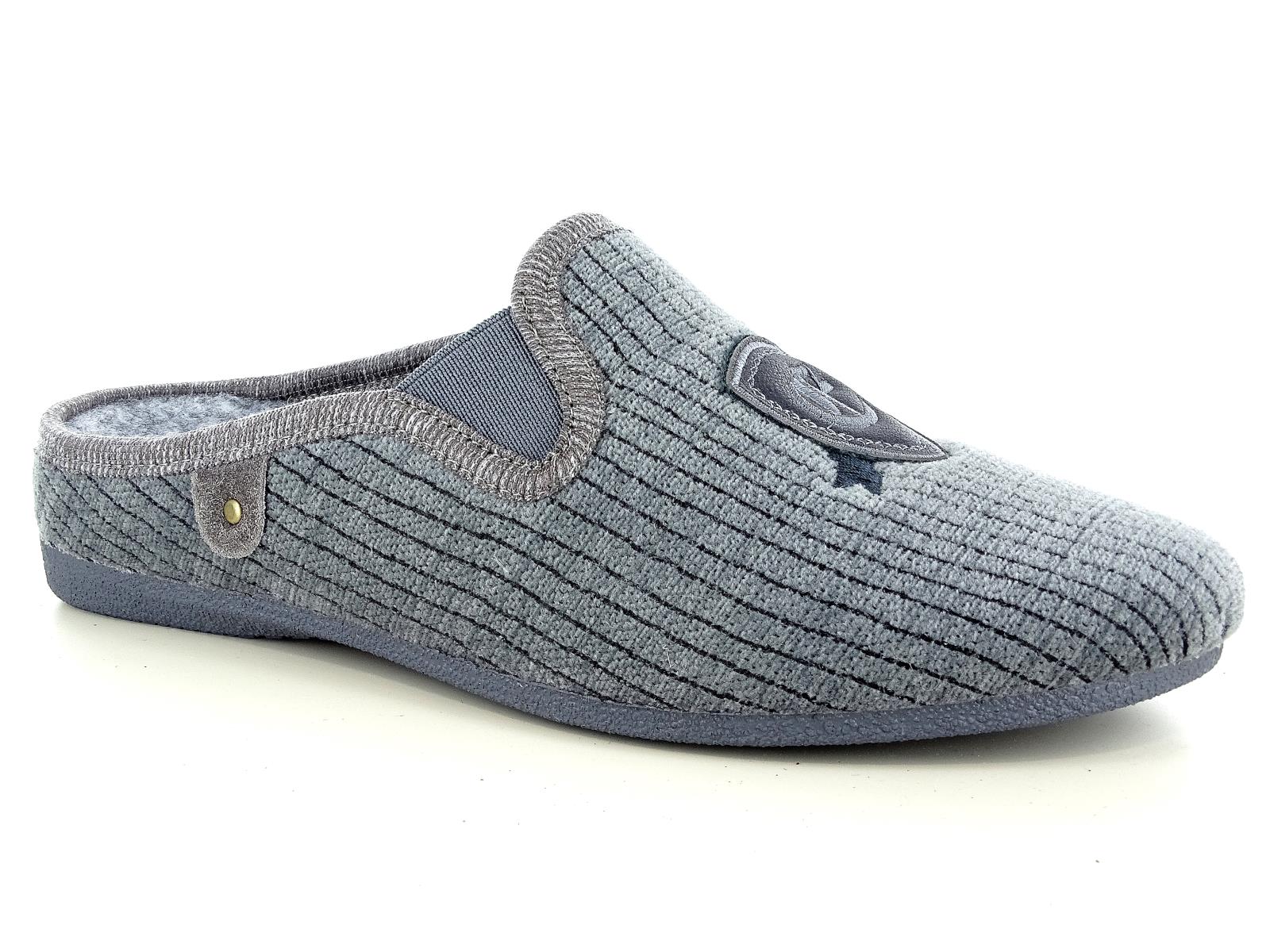 EMANUELA 1600 Pantofole ciabatte invernali da uomo in tessuto caldo comode nel colore grigio.