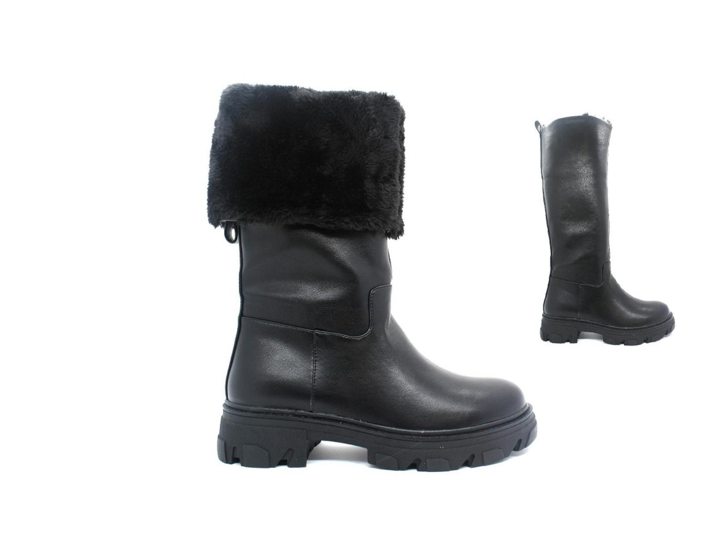 MARILU`5013 Stivali da donna invernali in morbida ecopelle nel colore nero