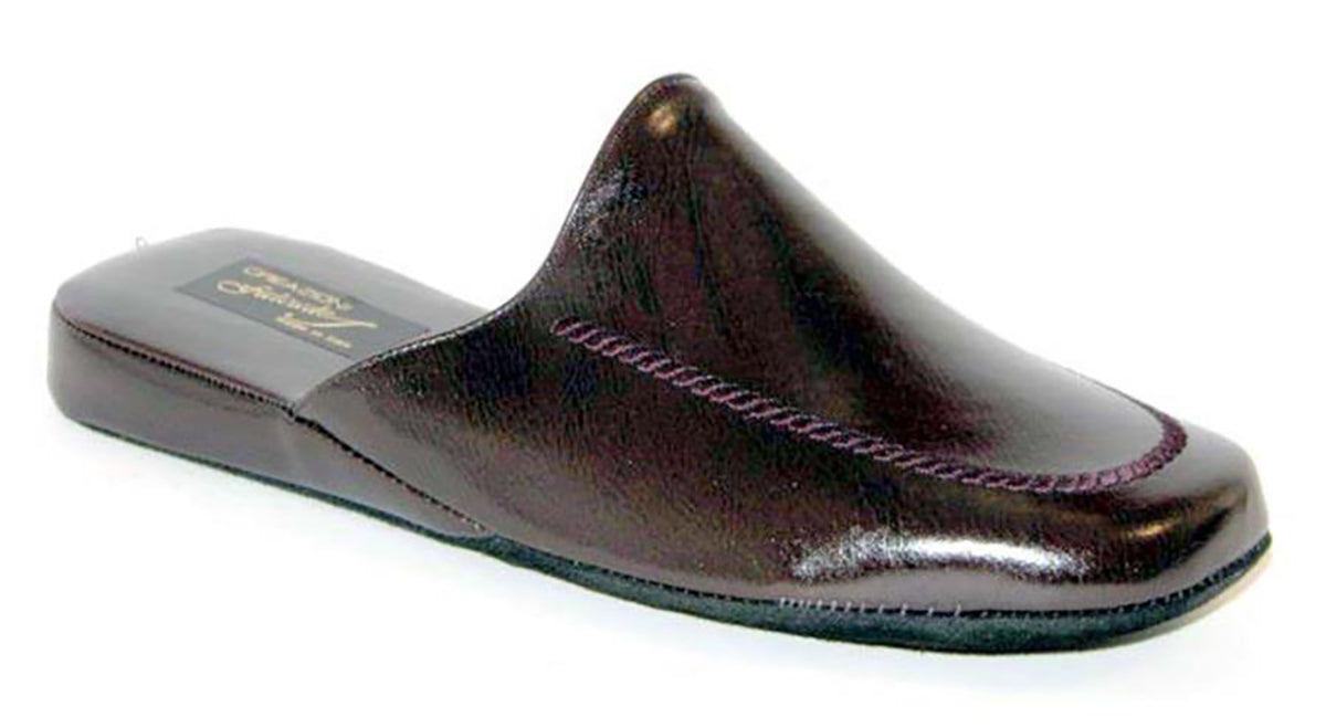 Falcade 509  Ciabatte pantofola da camera uomo in pelle sintetica nel colore bordeaux