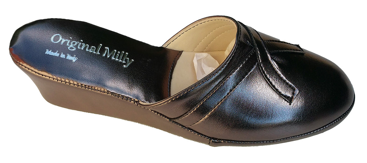 Milly 2000 Ciabatte da camera chiuse per donna pantofole per casa con zeppa 5 cm  classiche eleganti